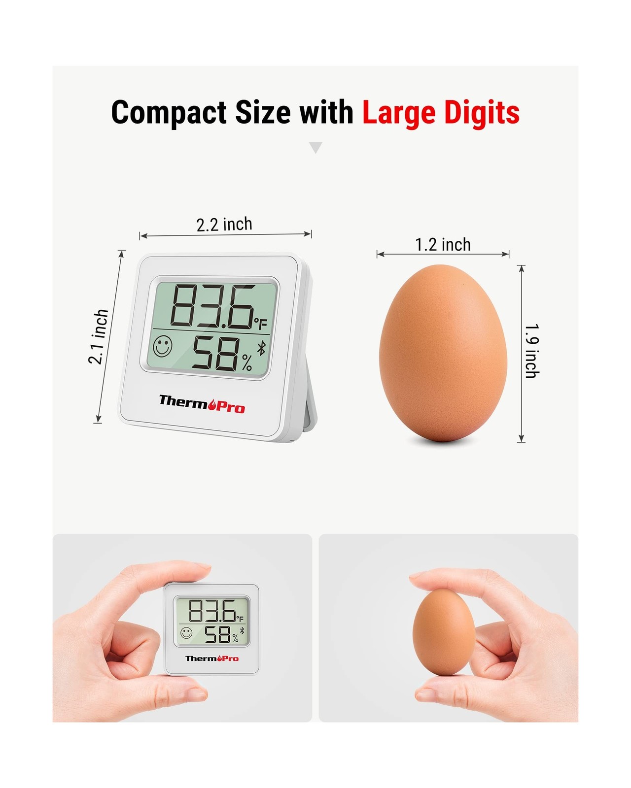 ThermoPro TP357 Digital Hygrometer Indoor Thermometer of 260FT, Blu… Fast Ship