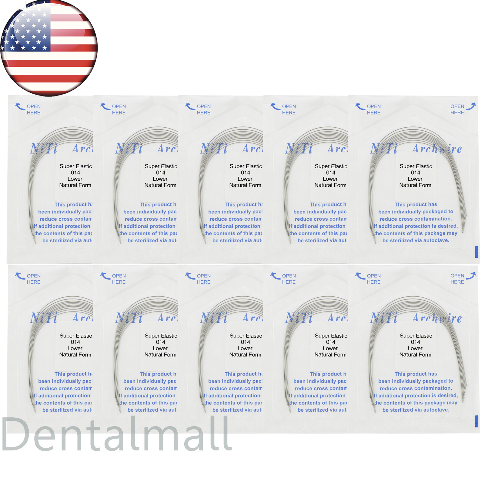 US Dental Ortho Arch Wire NiTi Stainless Reverse Curve Nature Round Square Ovoid