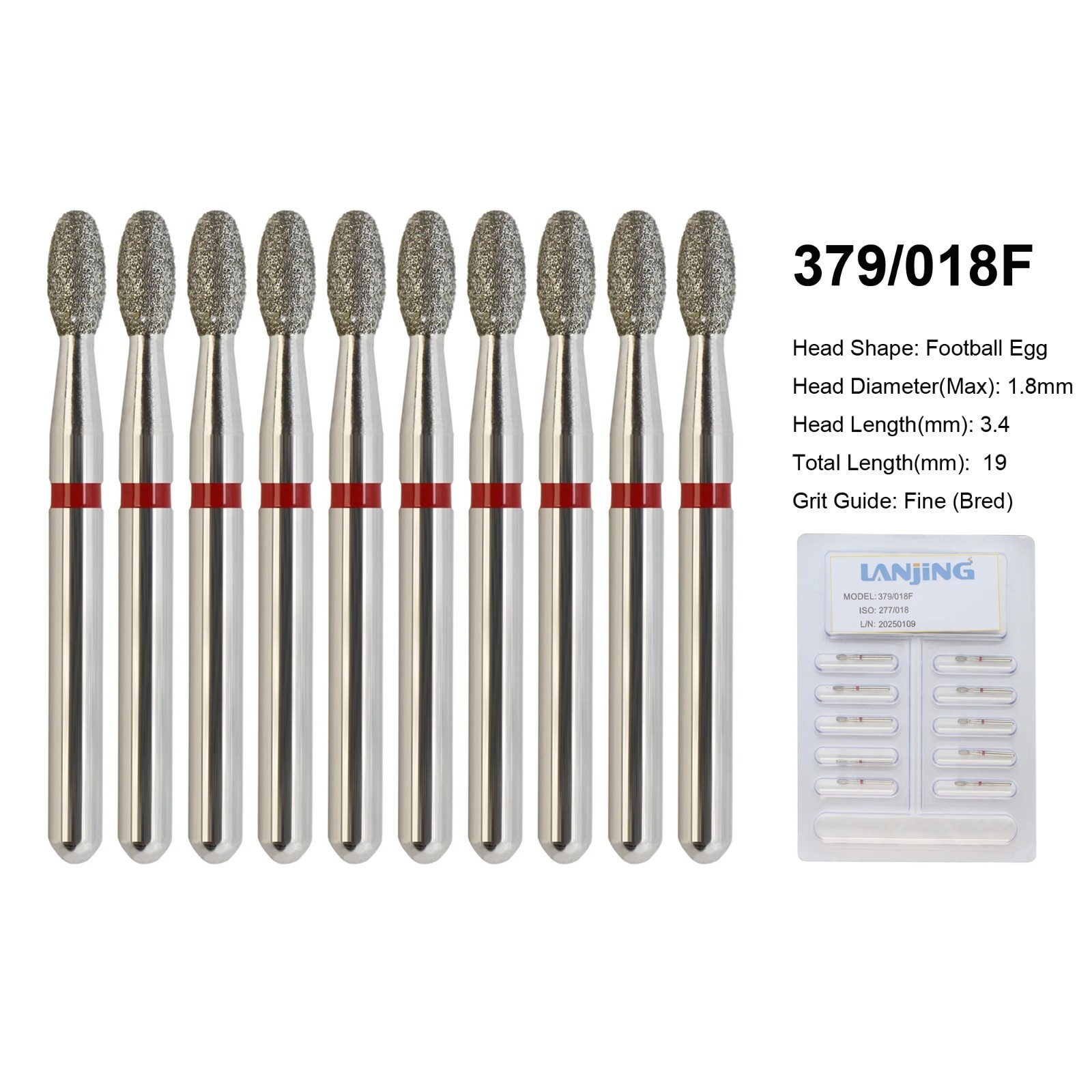 Dental Bur Diamond Burs FG High Speed Round End Taper Cylinder Football Barrel
