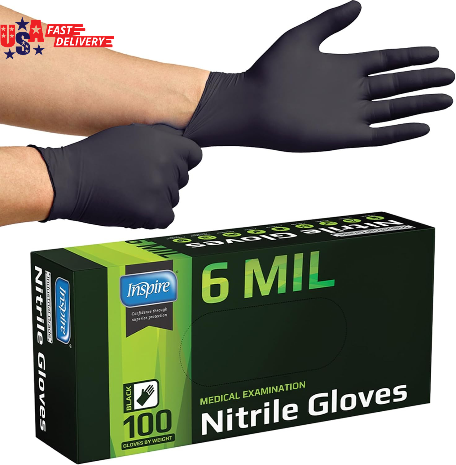 Black Nitrile Gloves HEAVY DUTY 6 Mil Nitrile Chemical Resistant Medical Cooking
