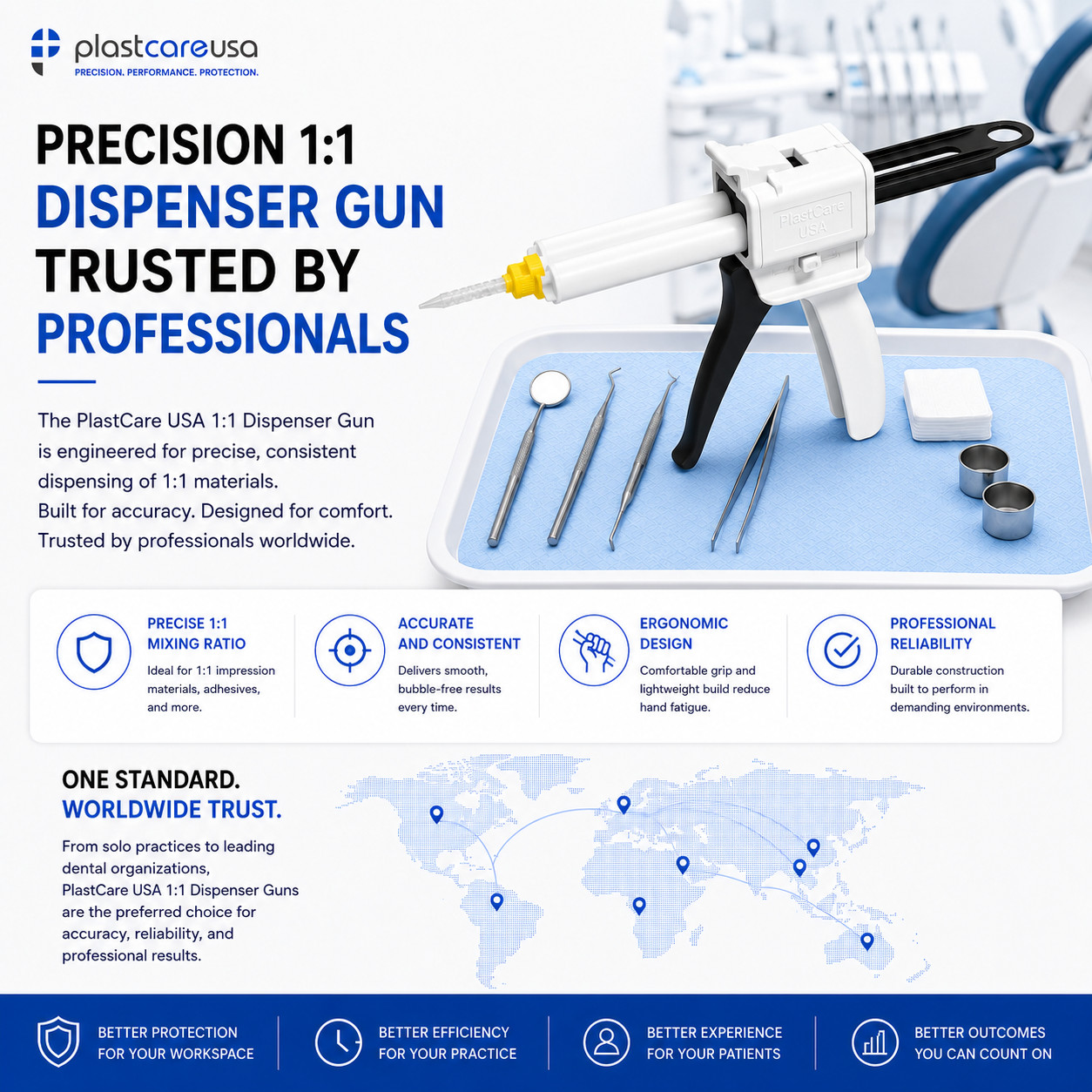 Dental Impression Universal Cartridge Dispenser Delivery Gun 1:1 2:1 House Brand