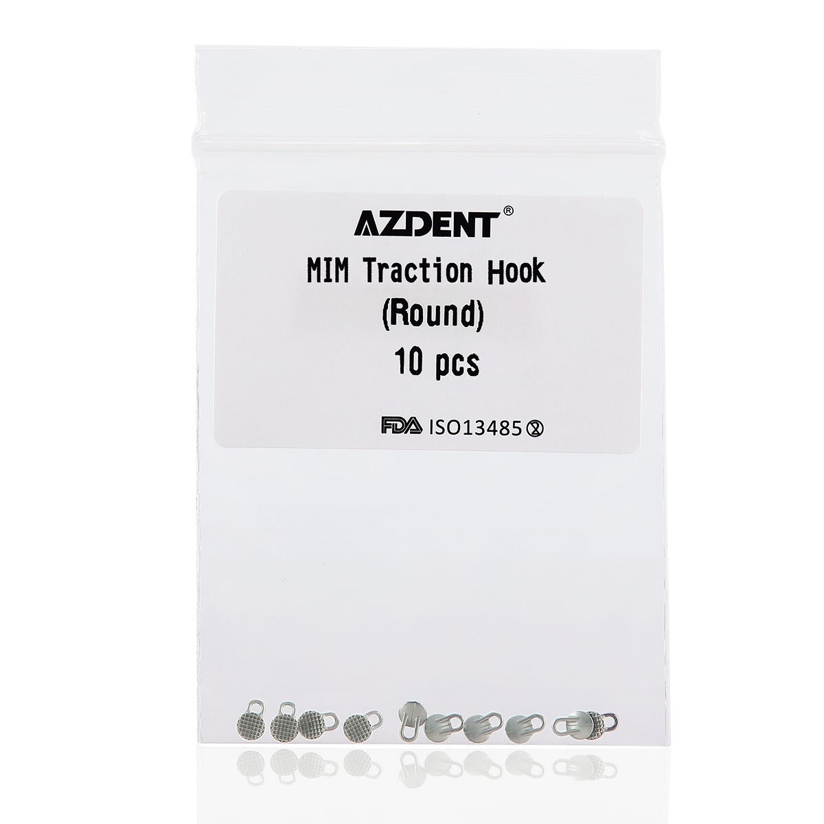 10pcs AZDENT Orthodontic Lingual Buttons Round Base Bondable MIM Traction Hooks