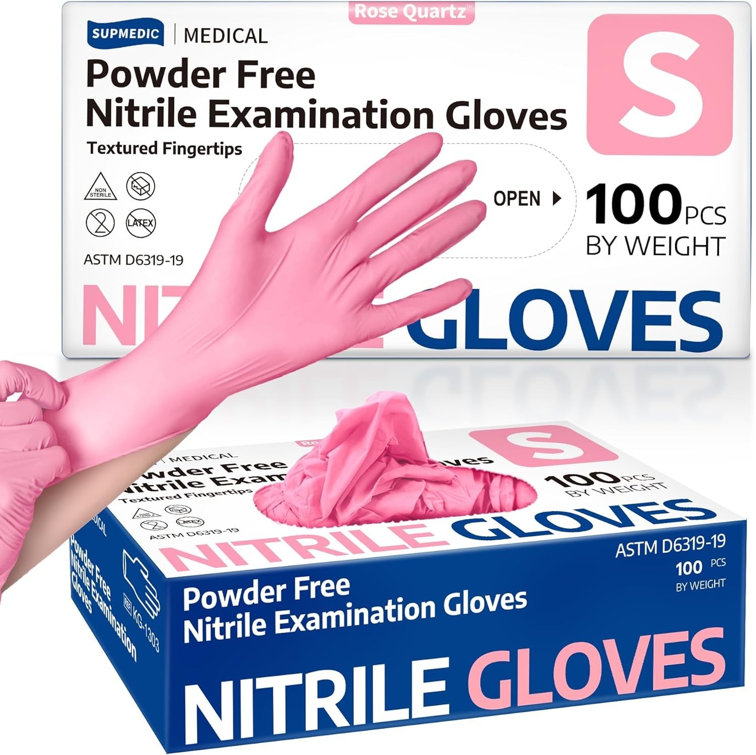 Medical Nitrile Exam Gloves, 3.5 mil Powder-Free Food-Safe Disposable Glove f…
