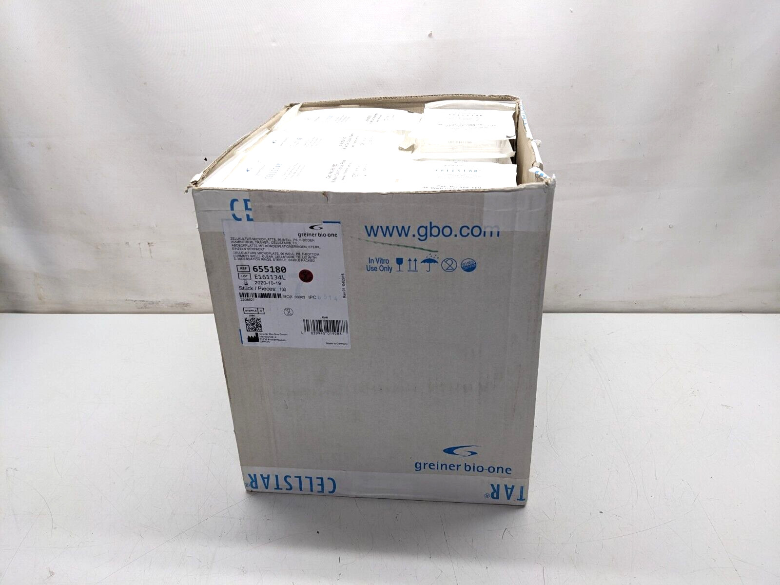 100pcs / Box Greiner Bio-One REF 655180 Cellstar 96 Well Cell Culture Microplate