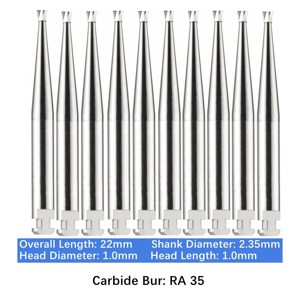 Vakker 10pc/pk Dental Carbide Burs Latch Type RA 35 Inverted Cone Bur