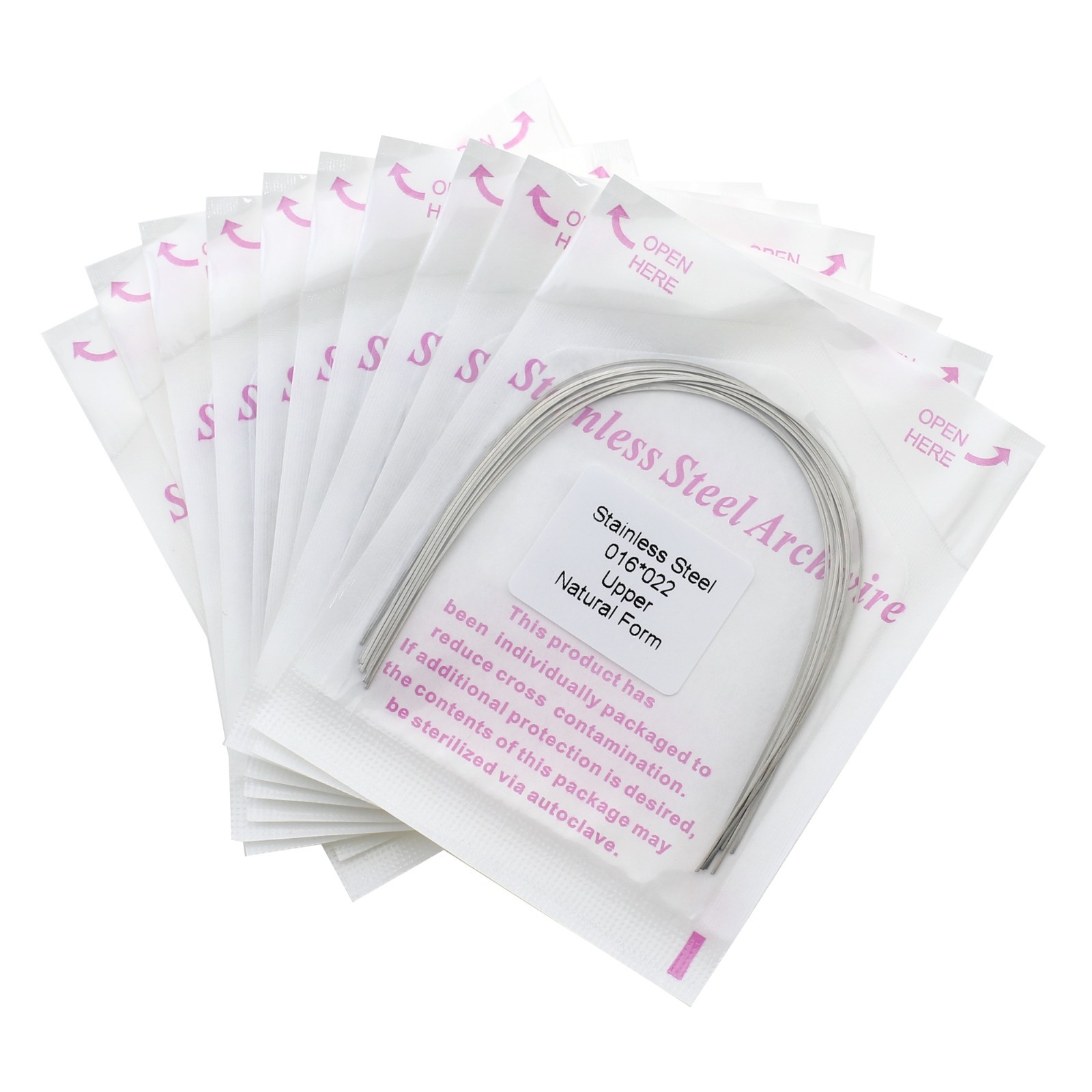 100pcs Orthodontic Archwire Stainless Steel Brace Wires Natural Round Rectanglar