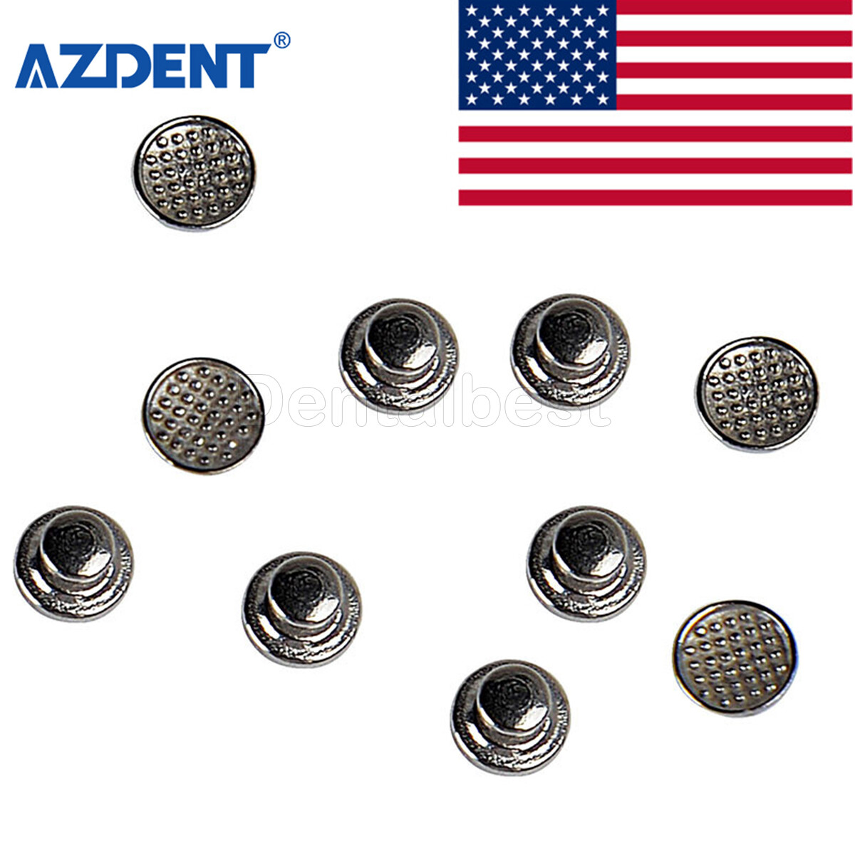 AZDENT Dental Orthodontic Lingual Button Bondable Round 10Pcs/Kit
