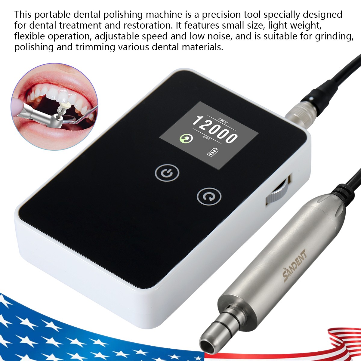 Dental Lab Marathon Micromotor N3 / 35K RPM Handpiece Polisher /10* Carbide Burs