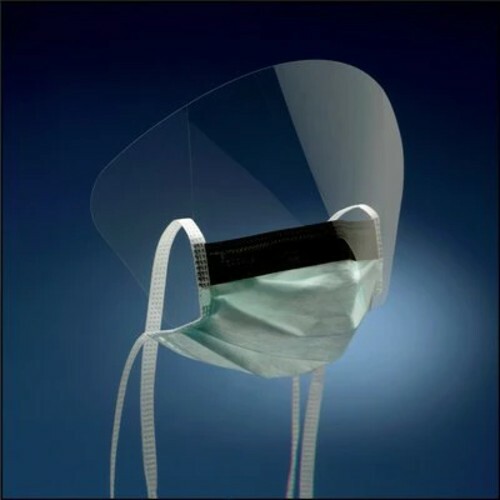 *50-Pieces* 3M Tie-On Surgical Mask EN14683 Type IIR W/Face Shield Green 1835FS