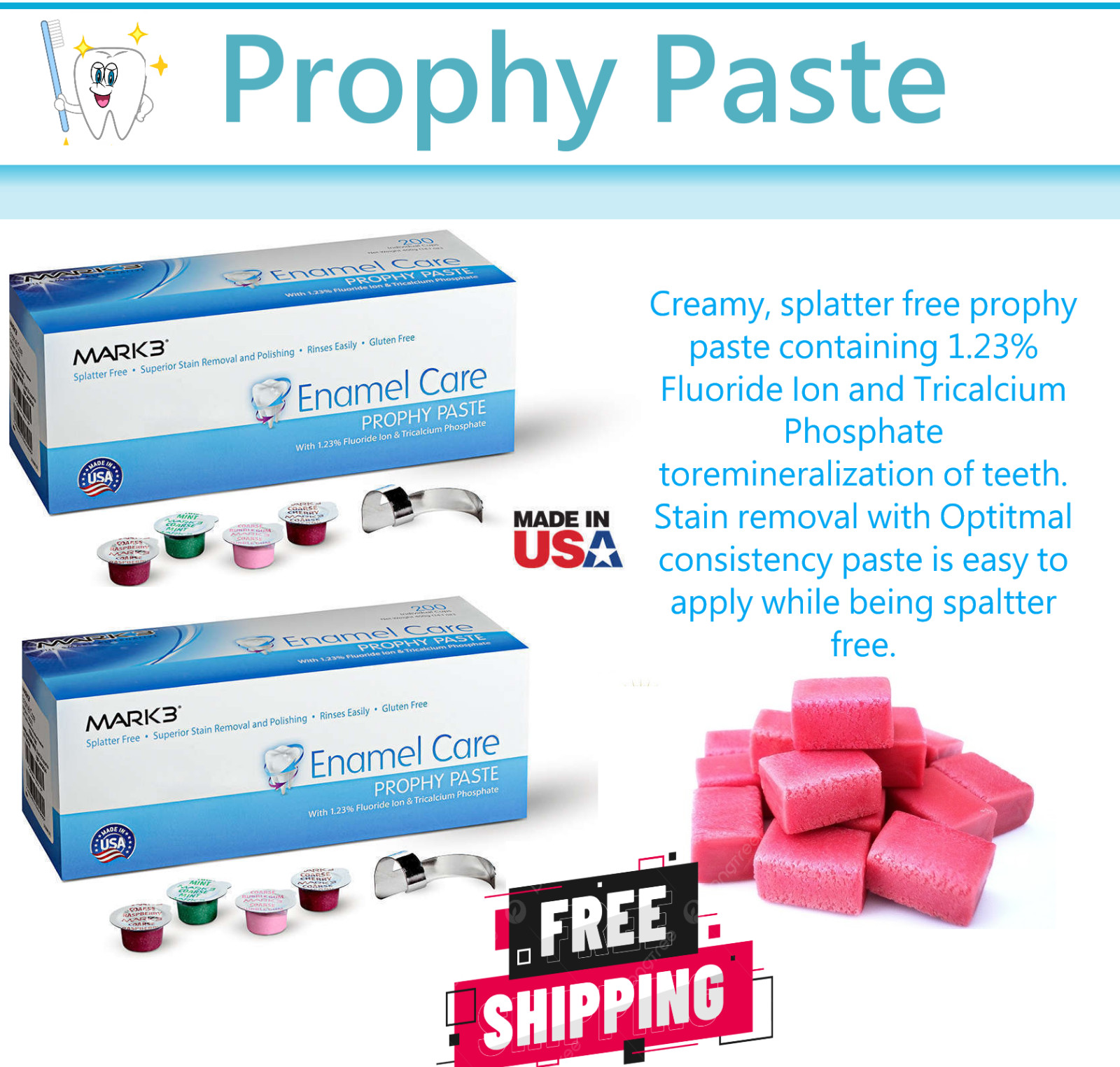 Dental Prophy Paste Upto 400 Cups Prophylaxis Non Splatter Mark3 All Grits