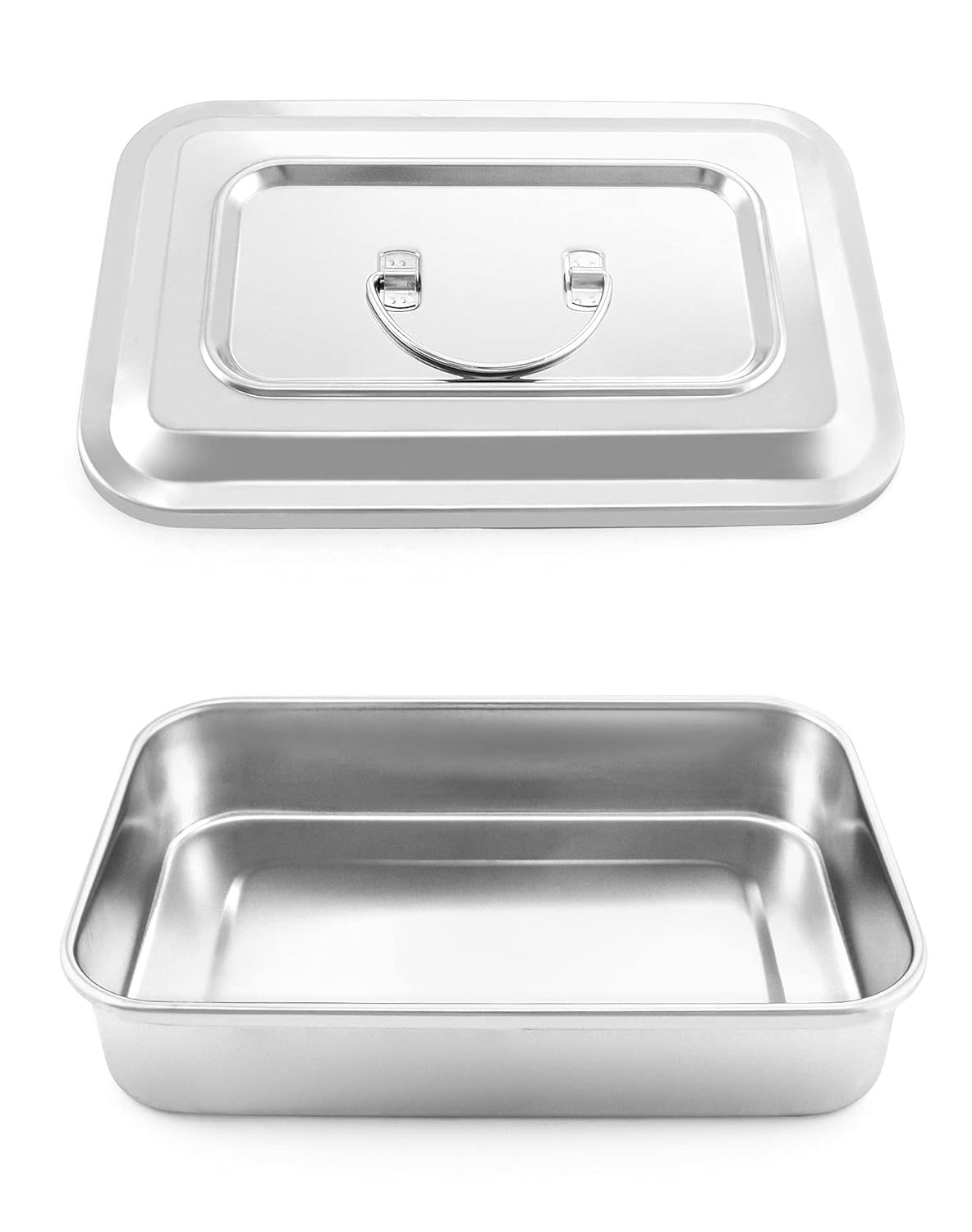 Stainless Steel Instrument Tray with Lid & Handle, 9.5×6.3×2 in Organizer 201 SS