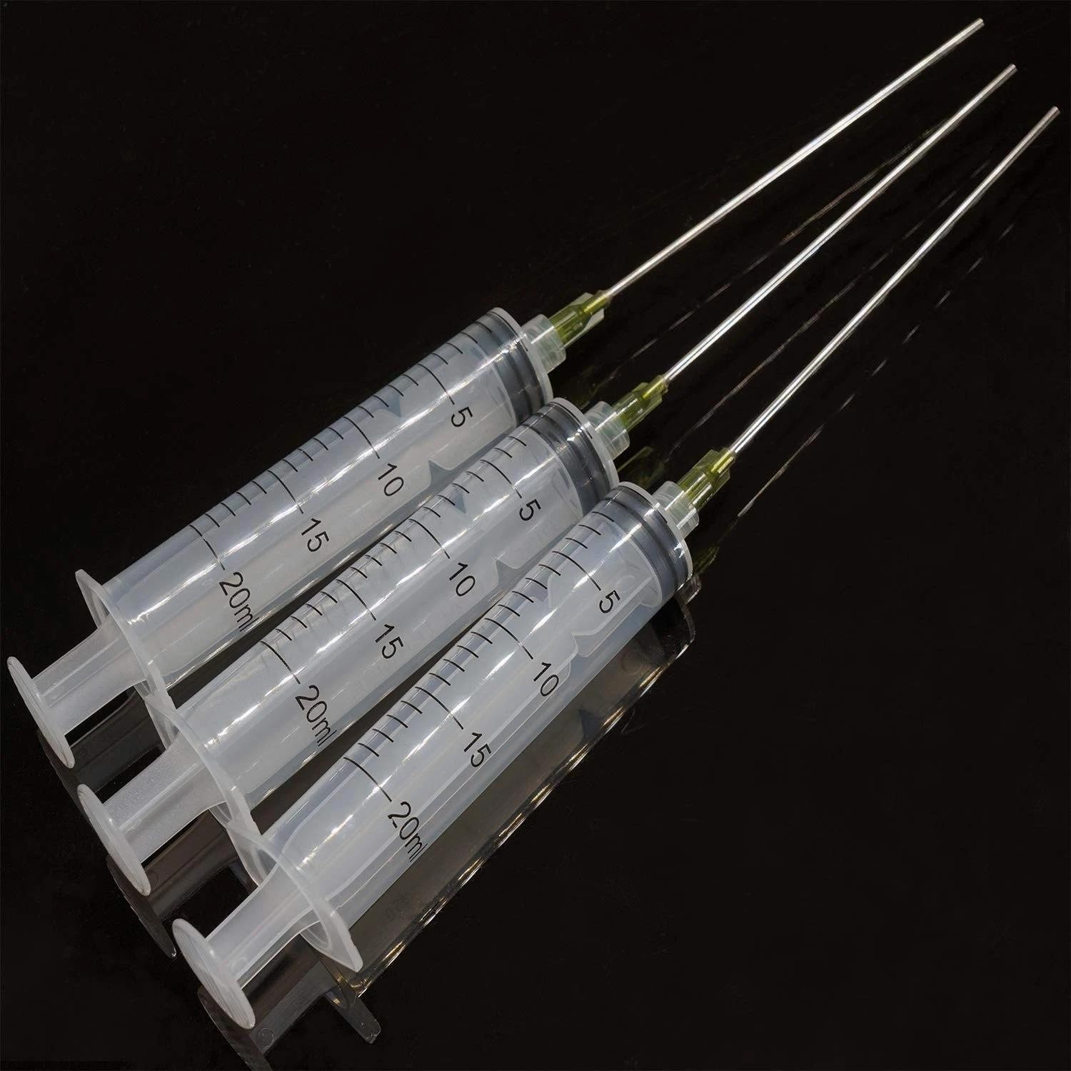 3 Pack 20ml Industrial Plastic Syringes with Blunt Luer Lock Needle 4 Inch for S