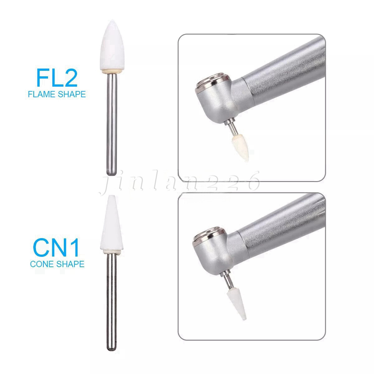 12Pcs Dental Green Stone Polishing FG Burs Kit Aluminum Oxide For High Speed