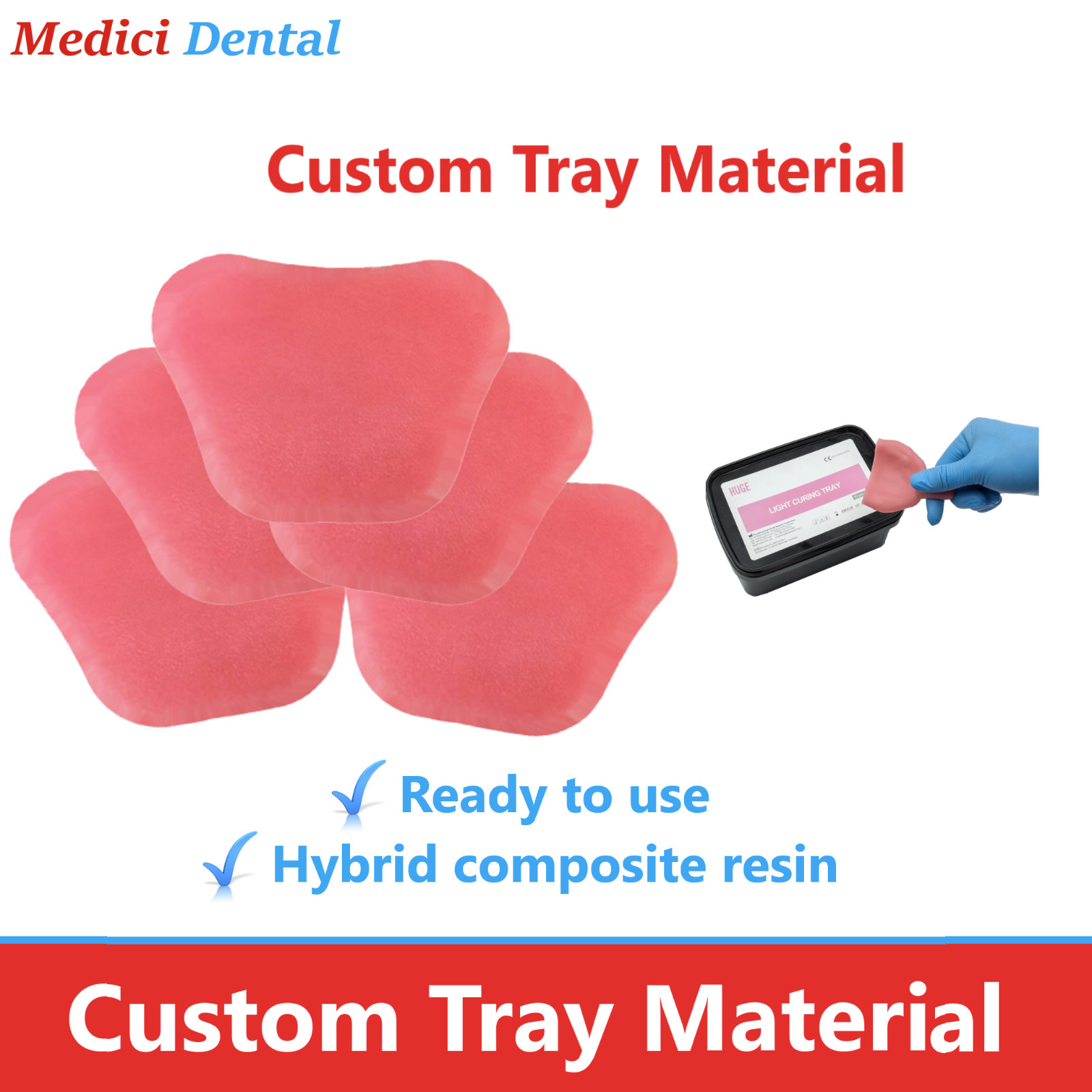 Dental Lab Custom Tray Material Hybrid composite resin, Light cure, Ready to use
