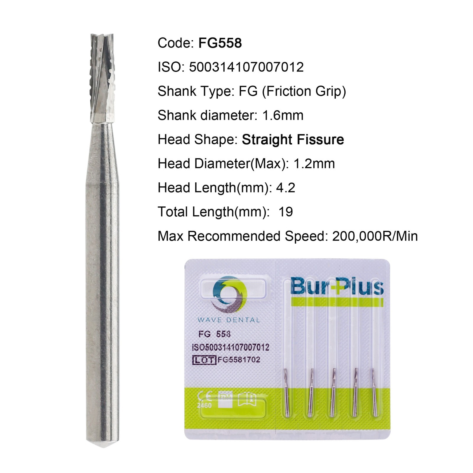 Wave Dental Surgical Burs 25mm Carbide Burs Friction Grip FG 19mm Round Pear 330