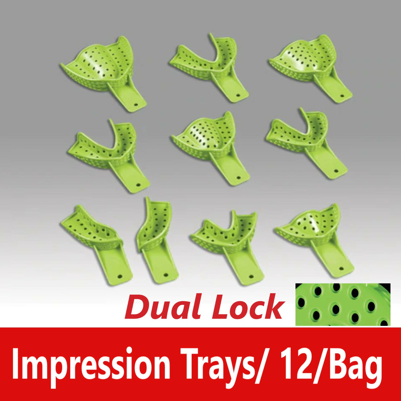 Dental Excellent DUALOCK Impression Trays Superior Retention CHOOSE SIZE Bag/12)