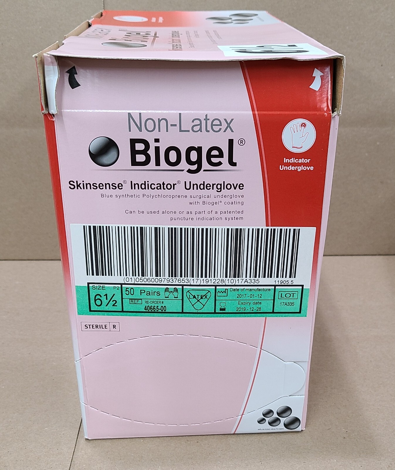 Biogel NON-Latex Skinsense Indicator UnderGlove Size 6 1/2 Box 50 pairs 40665-00