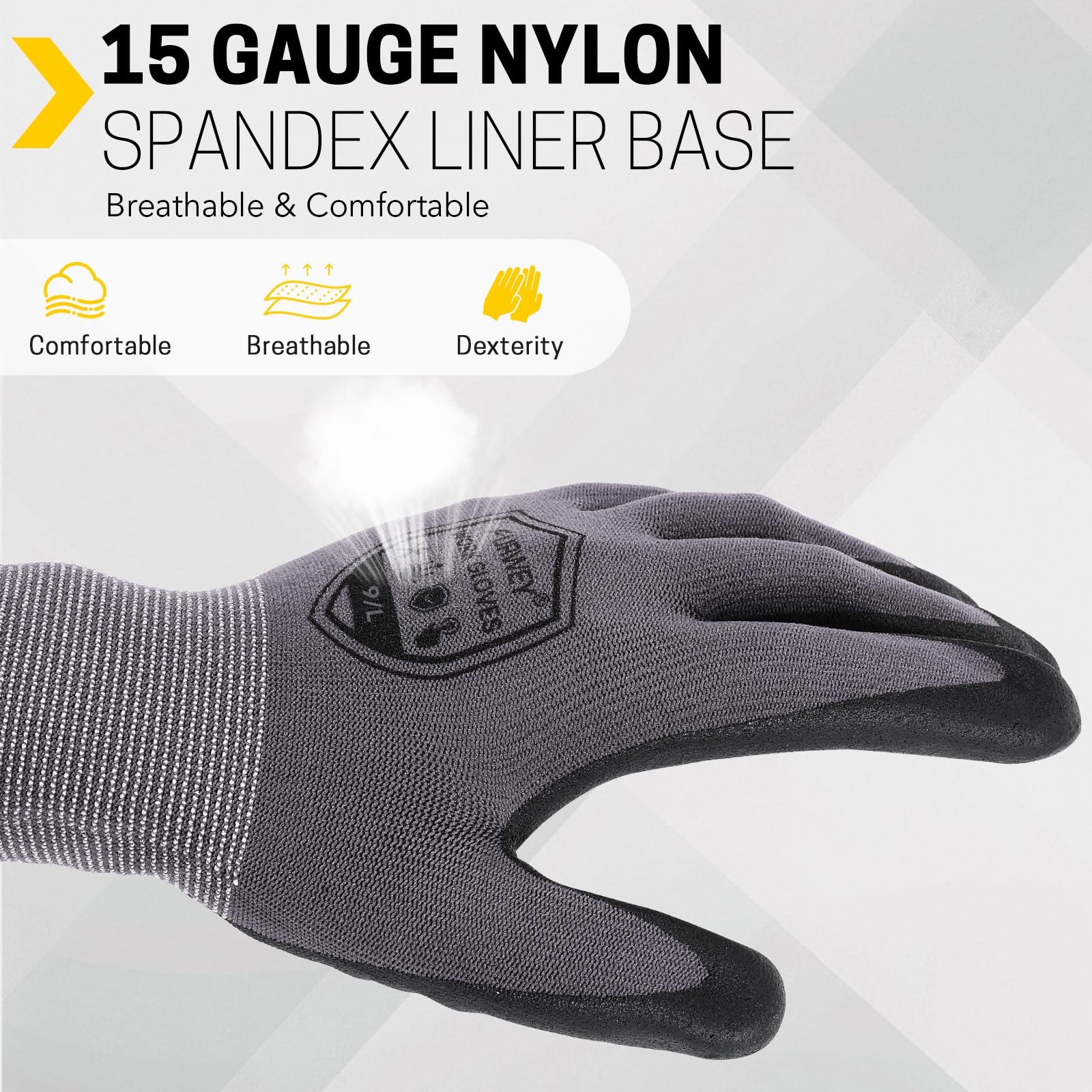 Furwey Safety Work Gloves16 Pairs Micro-Foam Nitrile Coated Glove For Men And