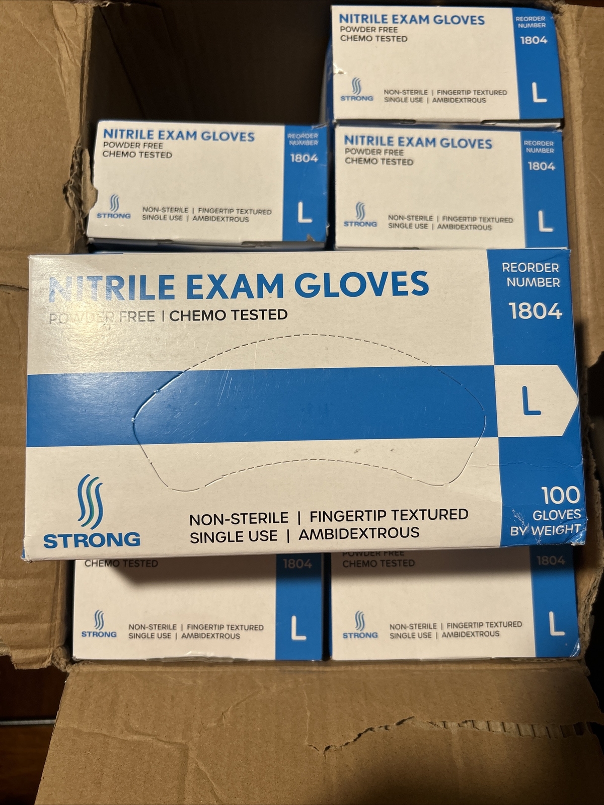 1804 Powder Free Nitrile Medical Exam Gloves – Pack of 1000, Size L. A2