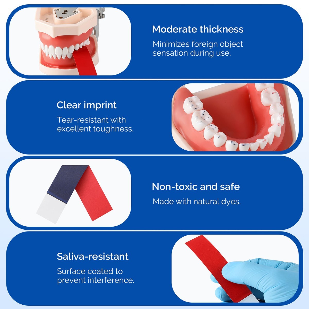 AZDENT Papel dental que articula tiras hidrófobas de doble lado