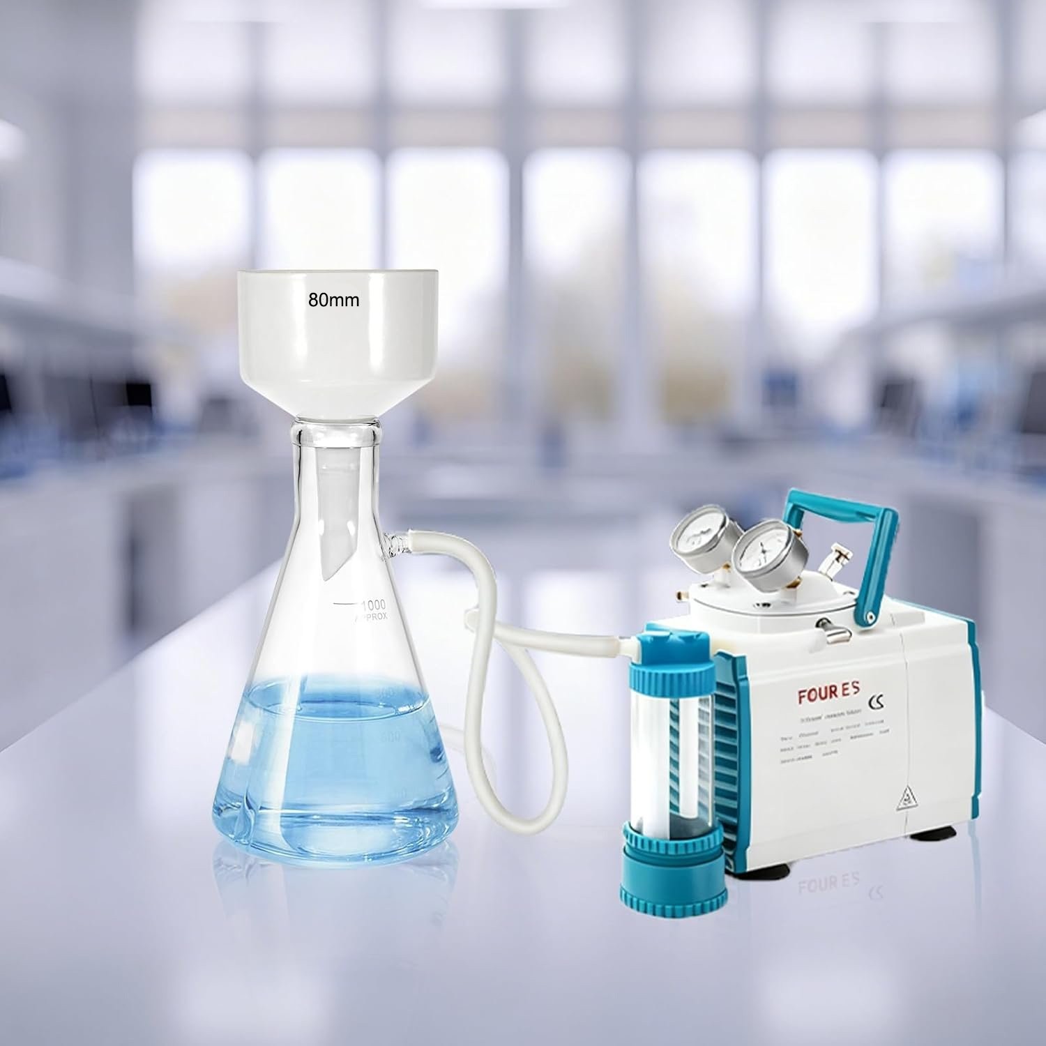 1000ml Buchner Funnel Filtering Kit Lab Filtering Flask Glass w/ Flask Funnel N