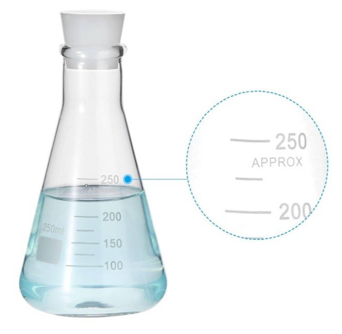 250ml 8.5oz Narrow Mouth Glass Erlenmeyer Flask with Printed Graduation