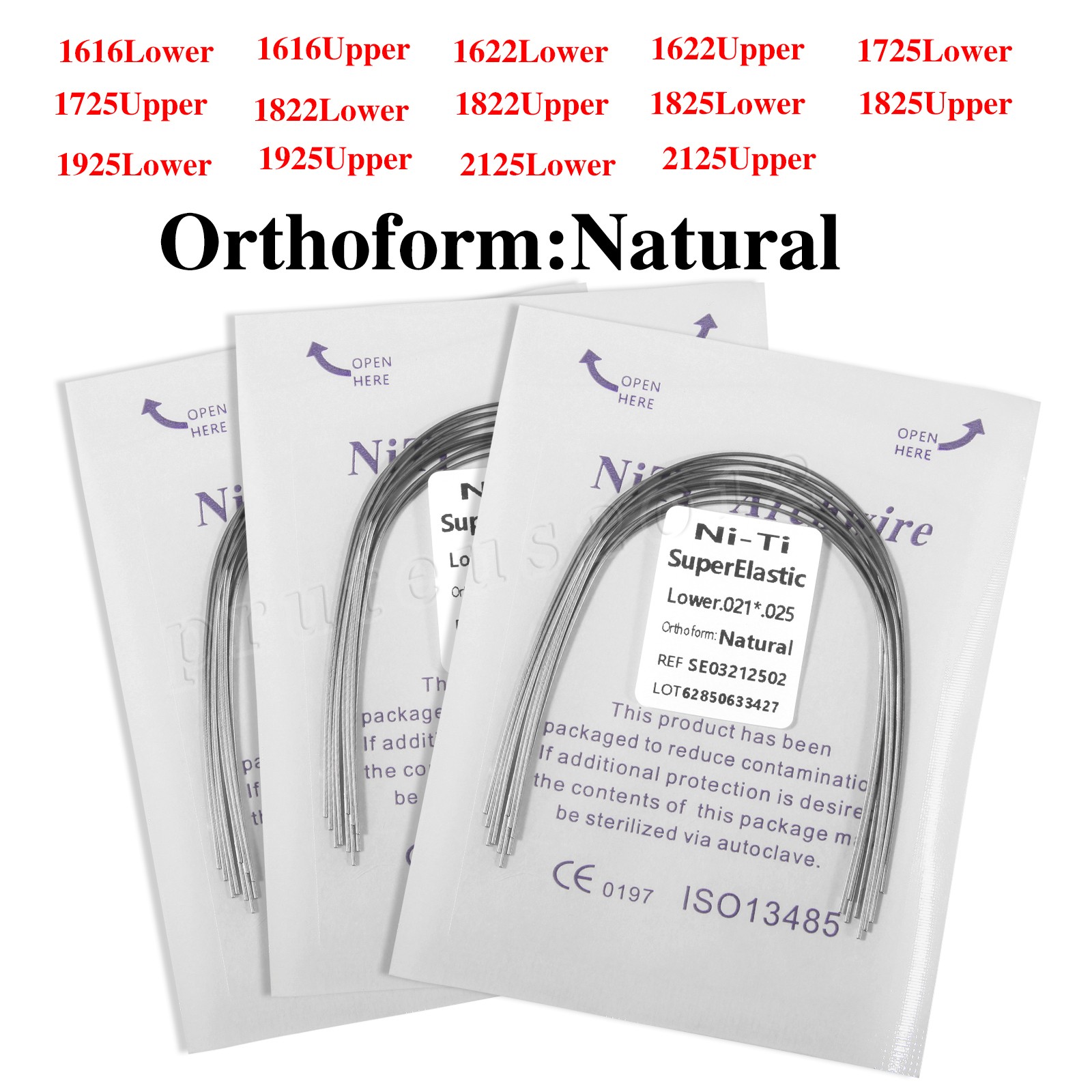 Dental Orthodontic Arch Wire Super Elastic Niti Round Rectangular Natural Form