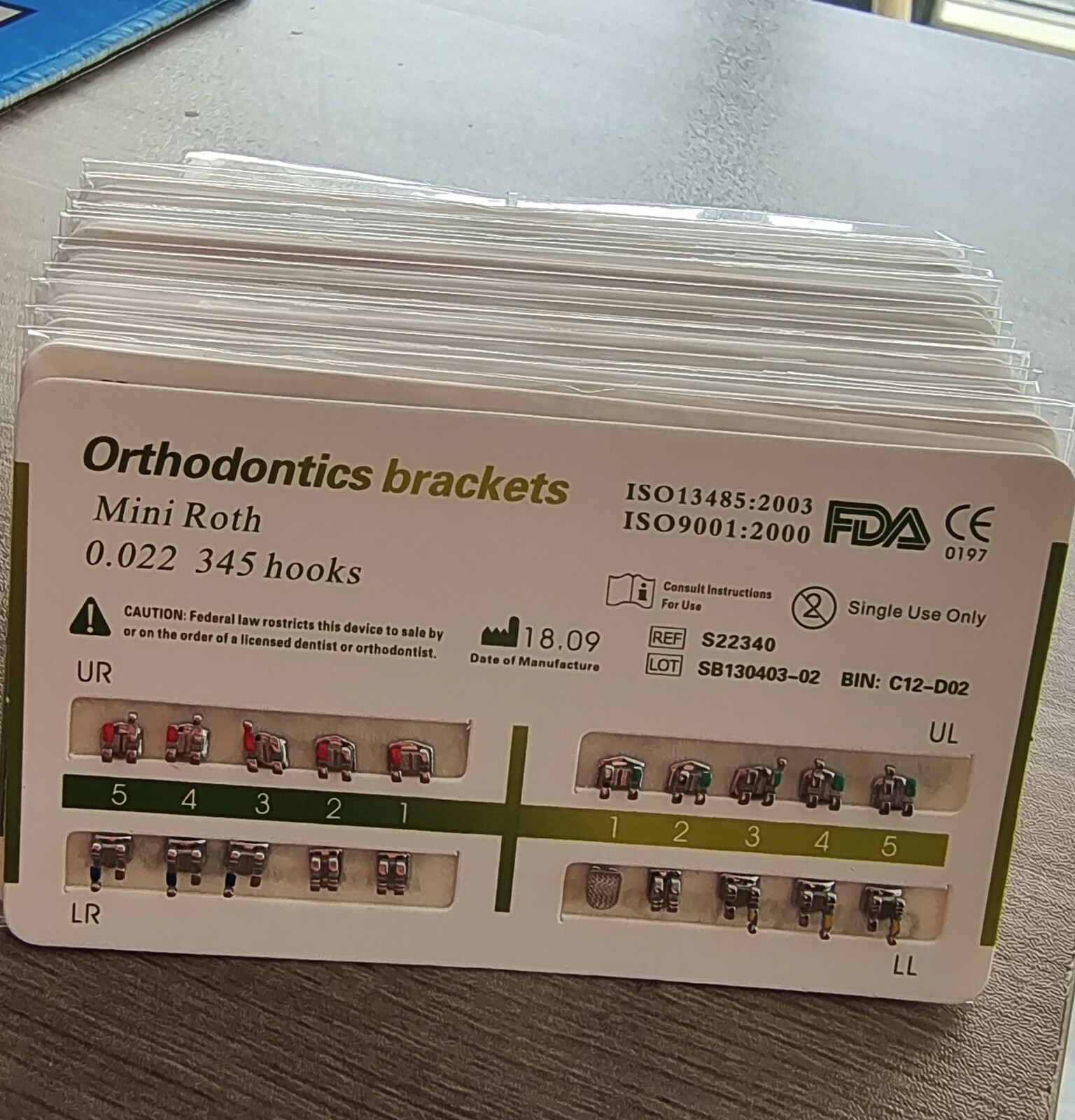 100x Dental Orthodontic Metal Brackets Braces Mini Roth 022″ Mesh Below 345Hooks