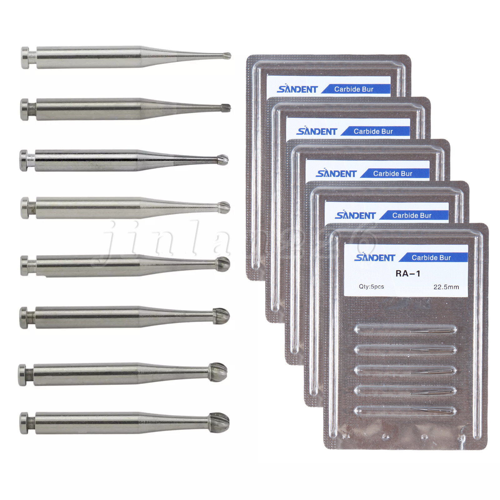 5 Pcs/Pack Dental RA Round Carbide Bur For Slow Speed Latch Type RA 1#-8# USA