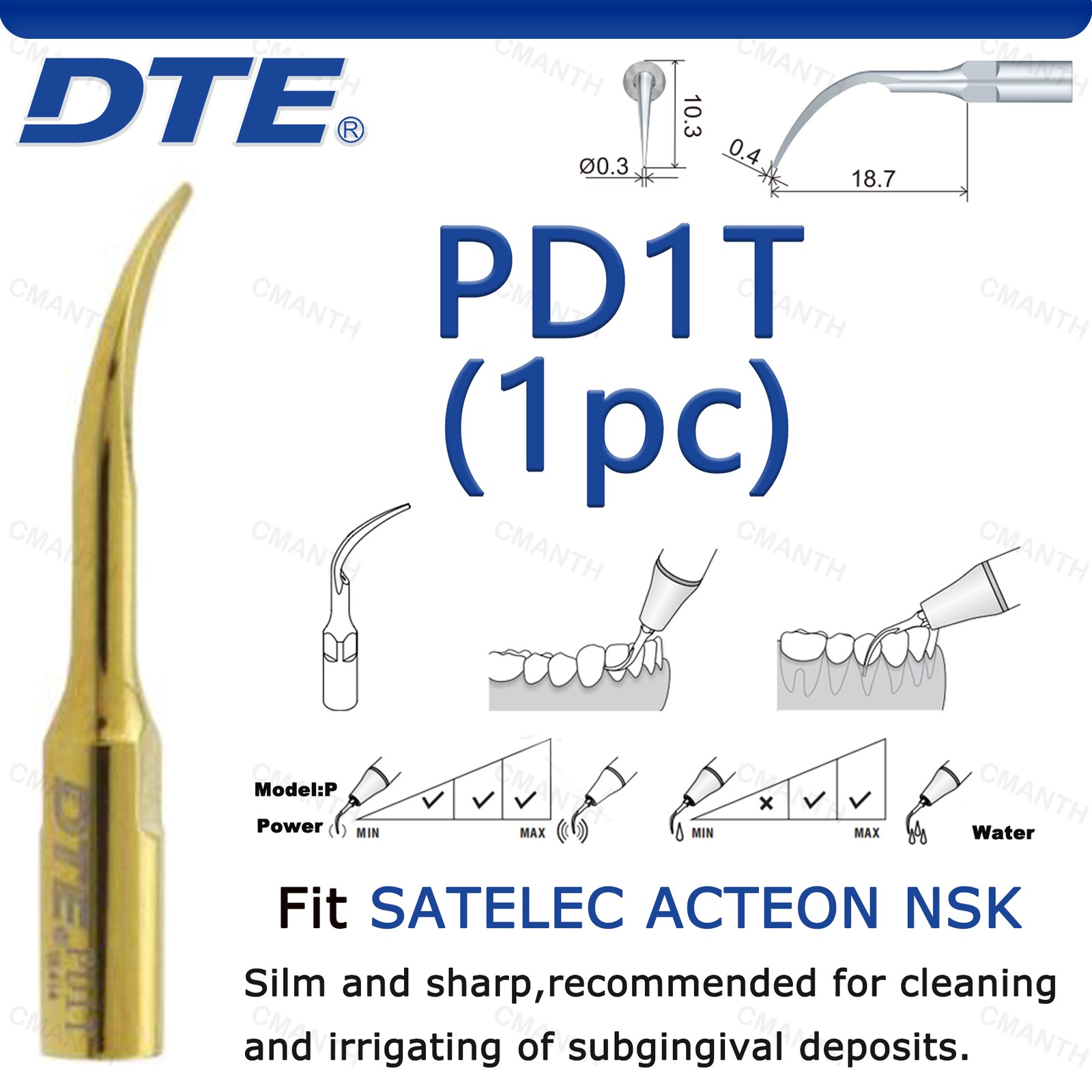 Woodpecker DTE Dental Ultrasonic Scaler Tip Periodontics Tips Fit NSK SATELEC