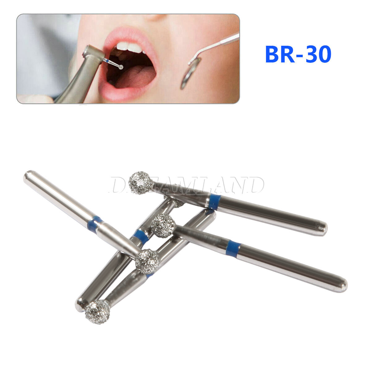 100 Diamond Burs For High Speed Handpiece Friction Grip 5Pcs/Box CE FDA