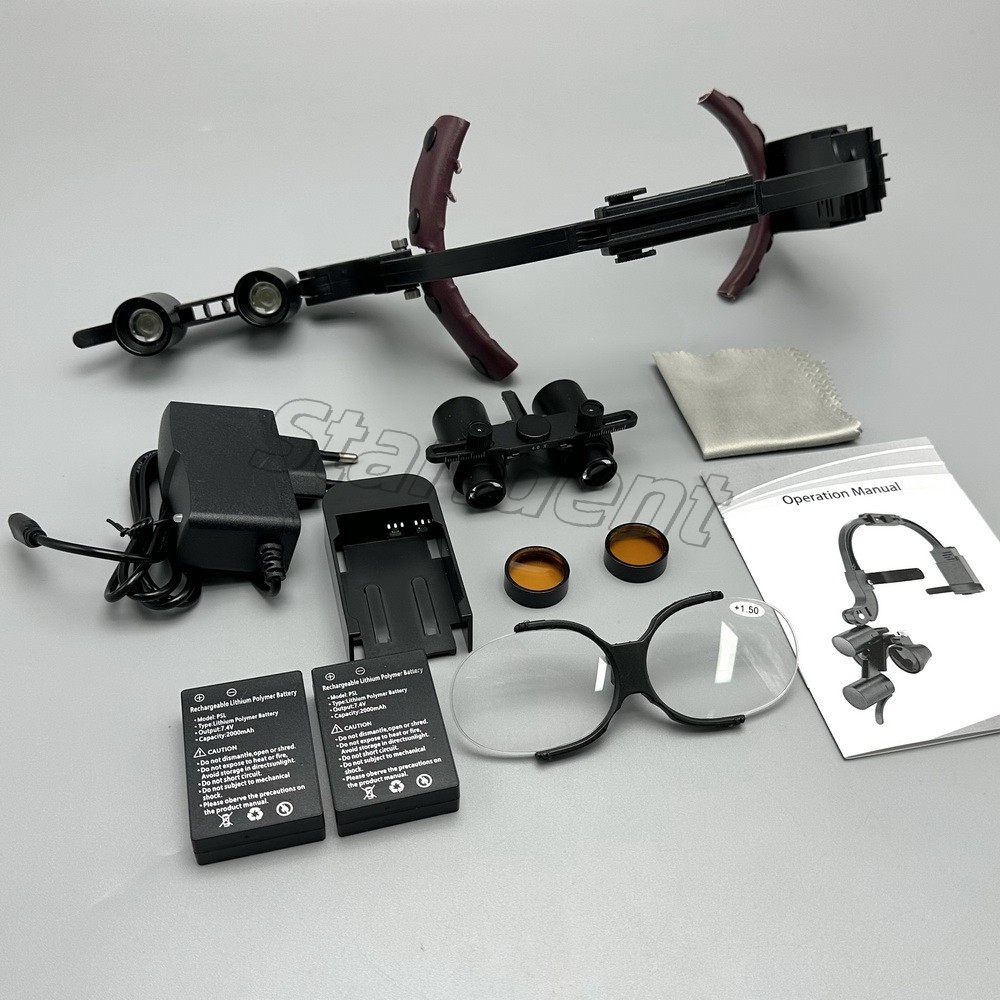 Dental 3.5X Surgical Binocular Loupes Headband Magnifier LED Headlight US/EU
