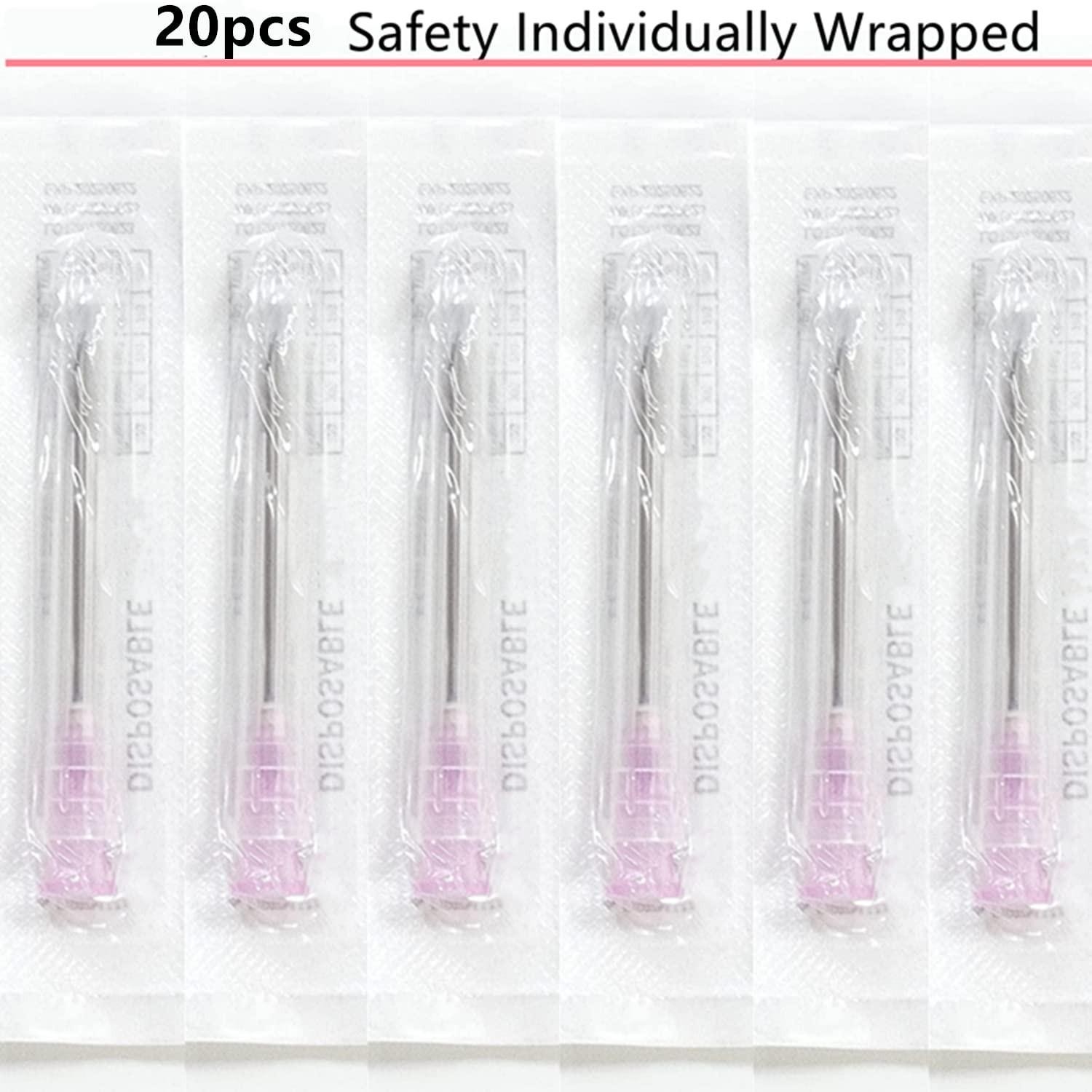 20 Pcs 18ga 1.5 Inch/38mm Lab Dispensing Needle Luer Lock, 18ga-1.5inch
