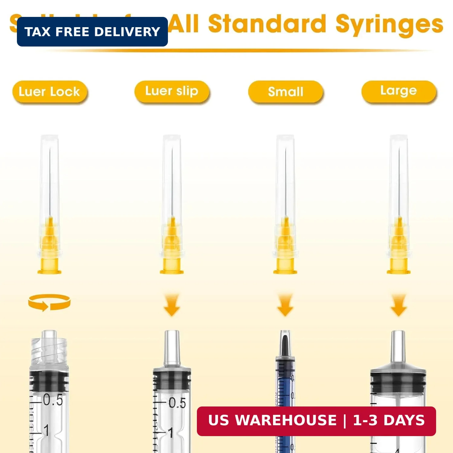 25 Gauge 1 Inch Disposable Needles with Caps – Luer Lock Lab Dispensing Accessor