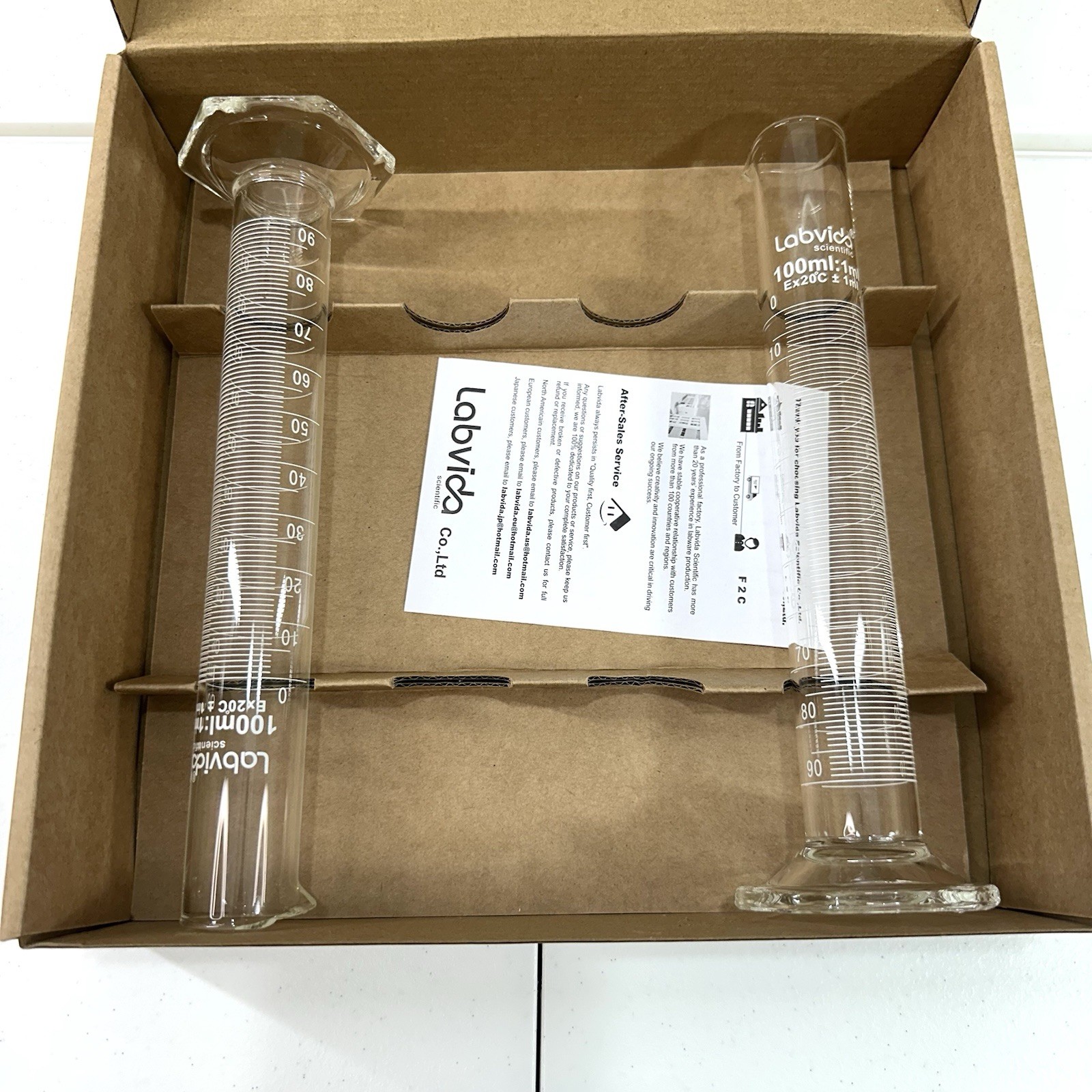Labivida Scientific Measuring Cylinder 2pk 100ml Borosilicate Glass With Hex Bas