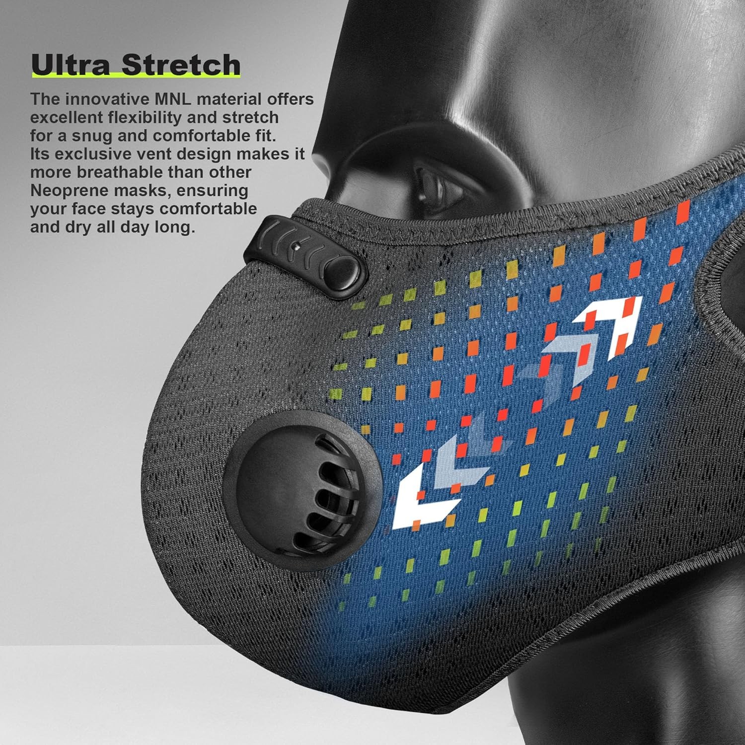 2Pack Reusable Cycling Sports Face Mask Breathing Valves W/ Active Carbon Filter