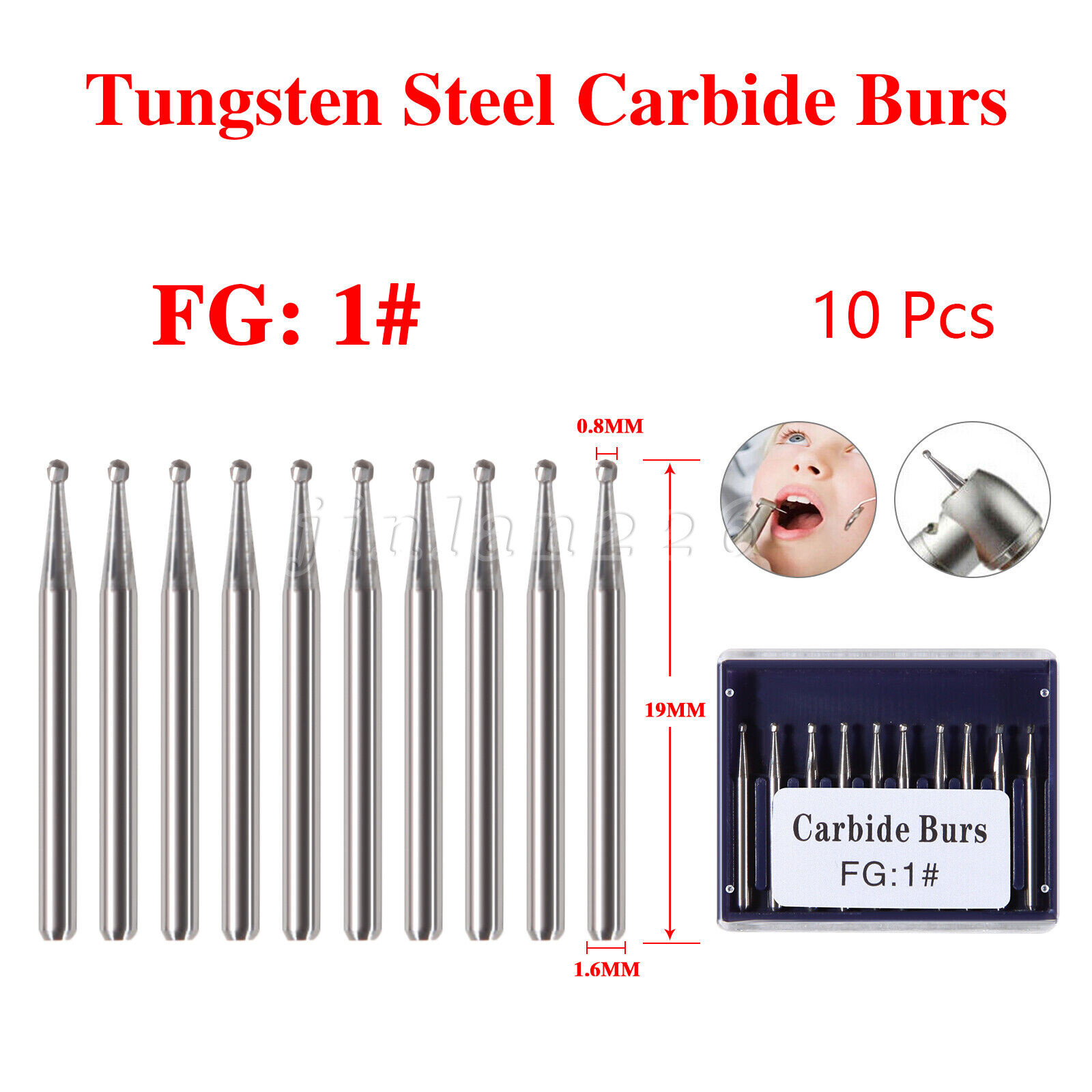 10-100Pcs Dental FG Tungsten Carbide Inverted Cone Bur High Speed Handpiece Burs