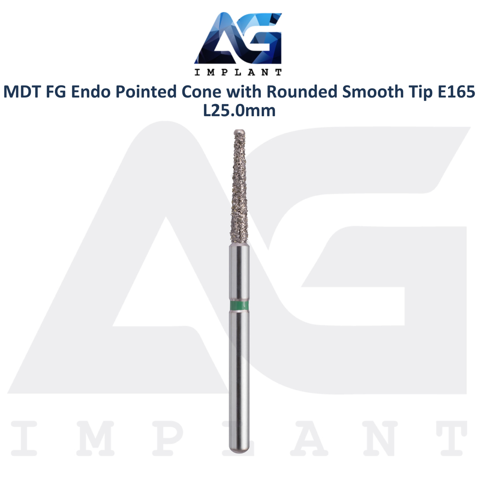 MDT Dental FG Diamond Coated Pointed Cone Bur Rounded Smooth Tip E165 L25.0mm