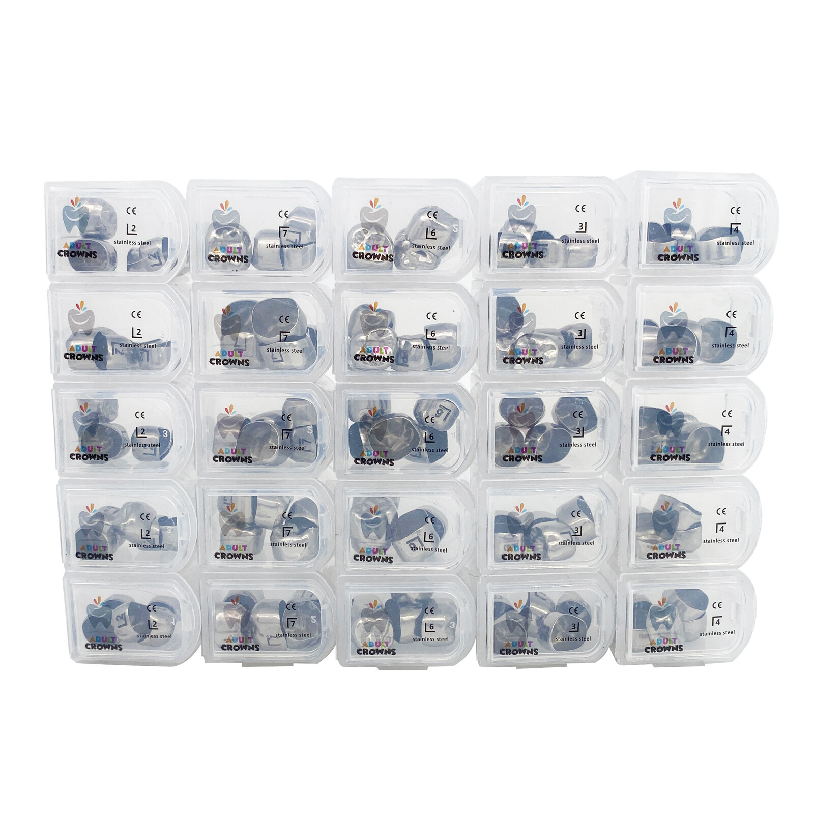 DENTAL STAINLESS STEEL Adult Permanent Molar CROWN All Size 5/Pk Compare to 3M