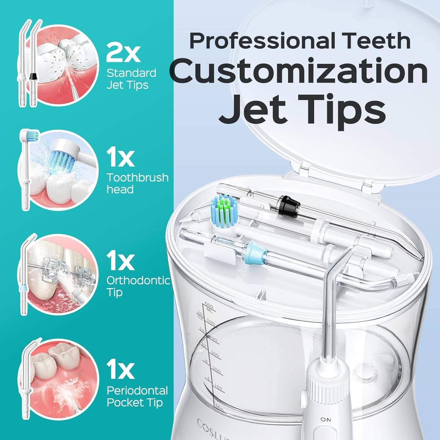 E1 Electric Water Flosser 12 Pressure Settings Dental Oral Irrigator with 5 Tips