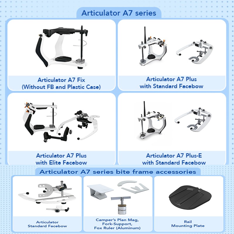 Bioart A7 Plus Adjustable Articulator Standard Elite Facebow Incisal Guide Table