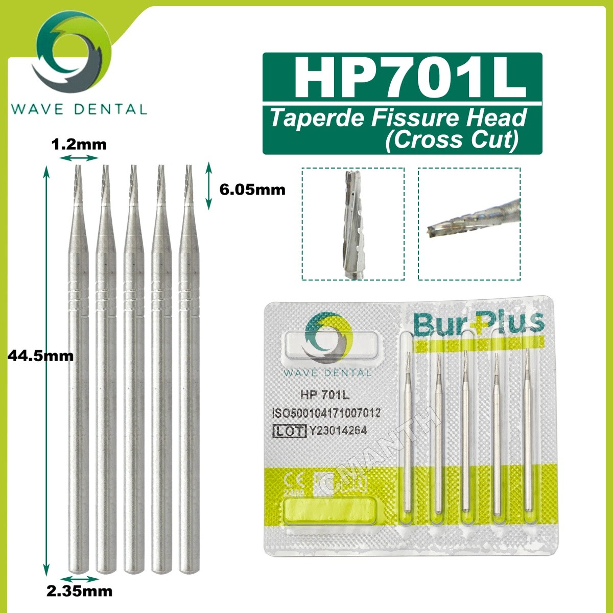 US WAVE Dental Tungsten Carbide Burs Dentistry Drills Dental Bur HP Dia 2.35mm
