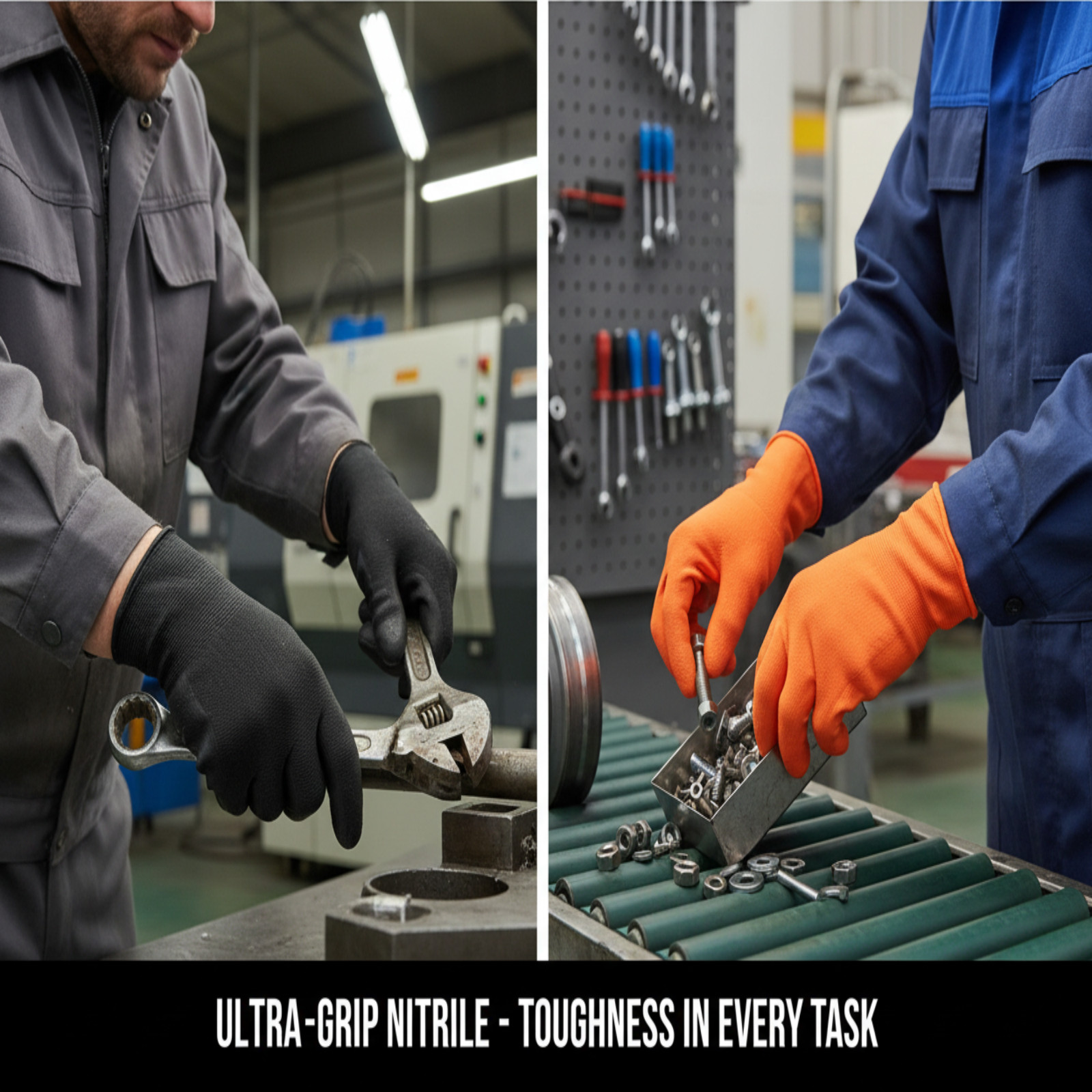A930 – Portwest Orange HD Disposable Gloves Black/Orange Nitrile