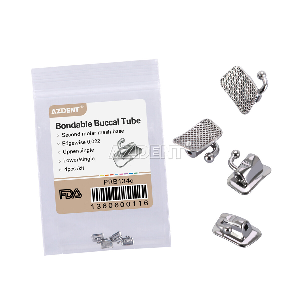 AZDENT Dental Orthodontic Bondable Buccal Tube 1st 2nd Molar MBT/Roth.022/.018