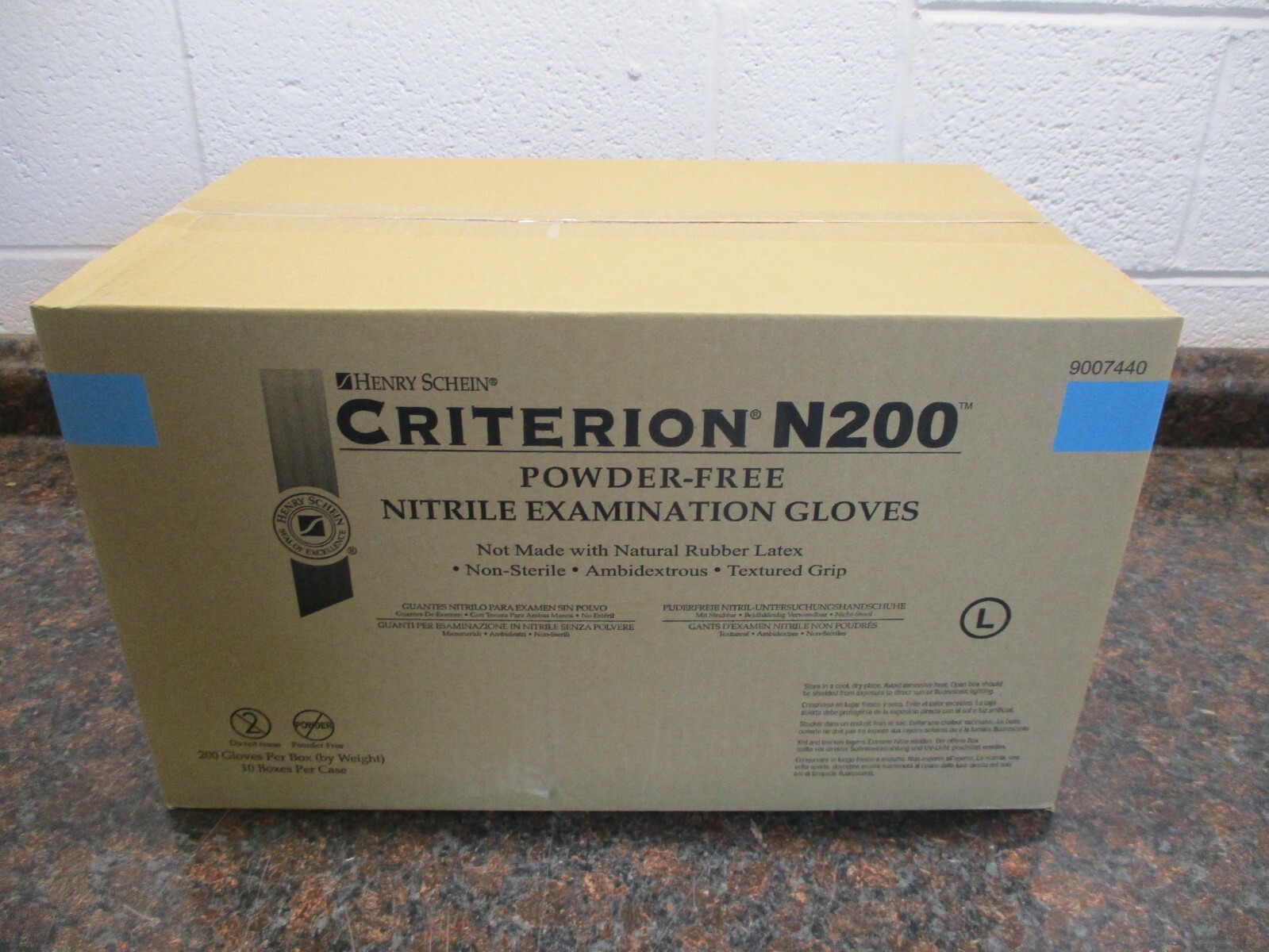CASE OF 10 BOXES 200 PER CRITERION N200 LARGE 9007440 POWDER FREE EXAM GLOVES