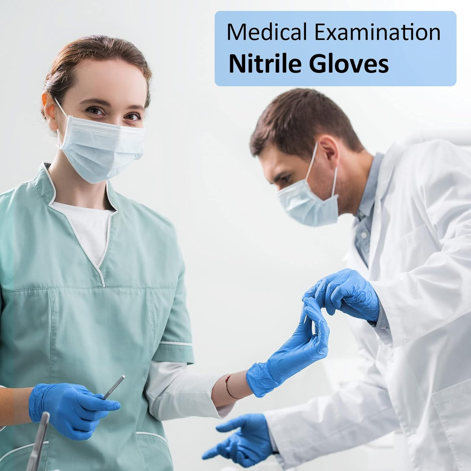 Nitrile Exam Gloves, Blue, 4 Mil, Powder-Free, Latex-Free, for Medical Exam, Cle