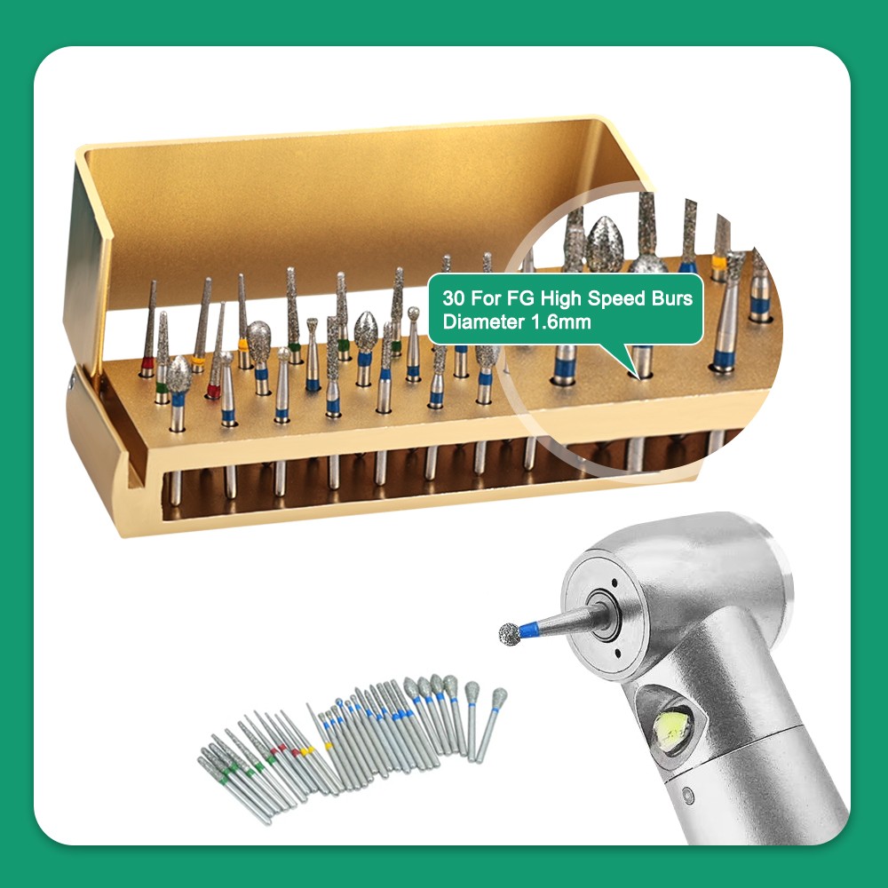 Dental Bur Burs Holder Block Disinfection Box Aluminium Autoclave 30 Holes Set