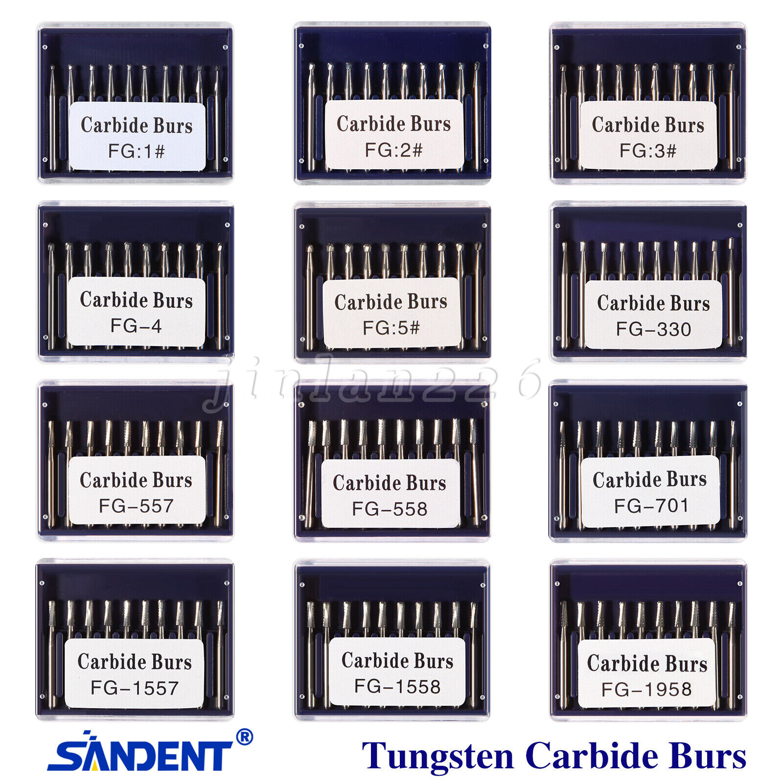 10PCS/PACK Dental Tungsten Carbide Tungsten Steel Burs for High Speed Handpiece