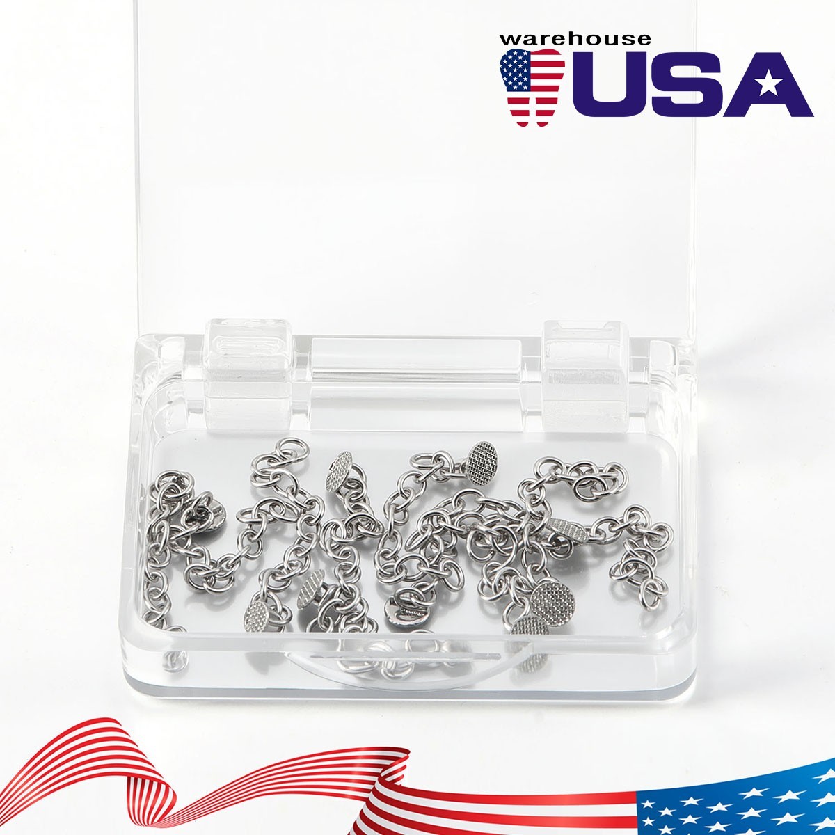 Dental Orthodontic Bondable Lingual Button Crimpable Hook Mesh Base Button Chain