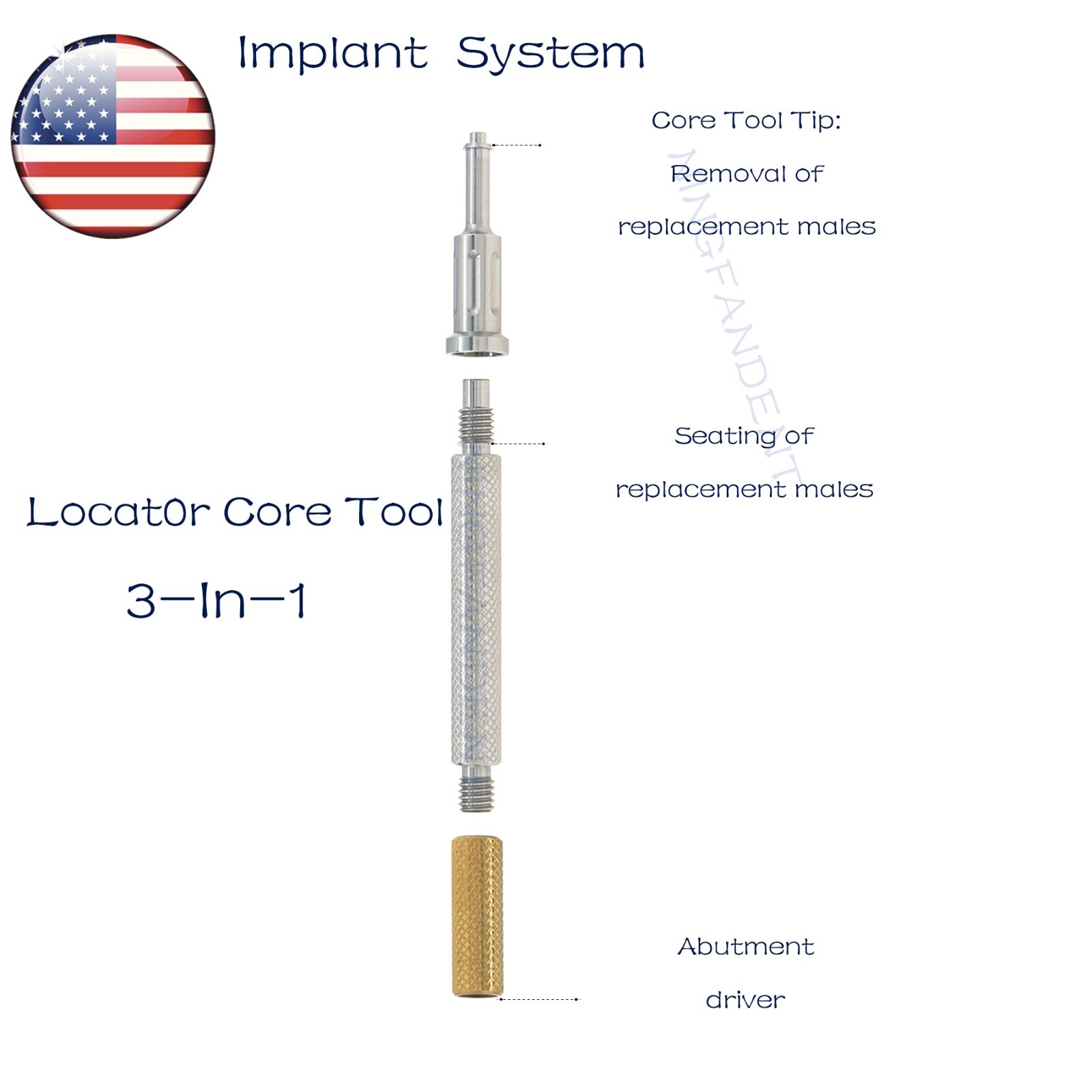 US Overdenture Locator Abutment Male Cap &Tools For Zimmer/BEGO/MIS/Cortex/Adin